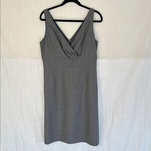 Banana Republic Gray Sleeveless V-Neck Midi Dress 100% Wool
